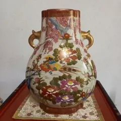 大清同治年製 扁壺 花鳥文 陶磁器 清時代 中国古美術高さ約40 cm