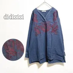 didizizi ディディジジ 植物柄 刺繍ブラウス　ネイビーのサムネイル