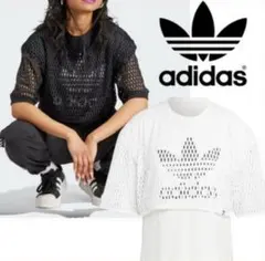 adidas メッシュデザイン クロップドTシャツ