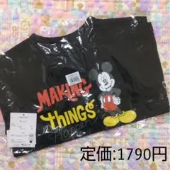 ベルメゾン　ディズニー　長袖　Ｔシャツ　ロンＴ　ミッキー　黒　赤　ブラック