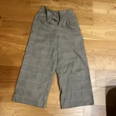 チェック柄ワイドパンツ M