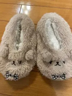 あったかベージュ クマデザイン スリッパ16〜17??