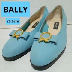 【美品】BALLY 水色 リボン付き フラットシューズ 25.5cmのサムネイル