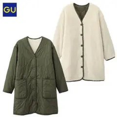 GUリバーシブルコート　キルティング　ボア