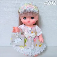 202 メルちゃん 服 ハンドメイド 3点セット ワンピース 髪飾り バッグ