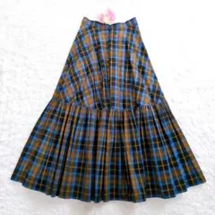 チェックスカート 青