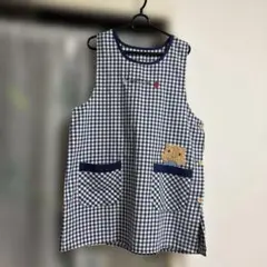 cacao様 チェック柄　クマとウサギ(後ろ)刺繍ワッペン　エプロン