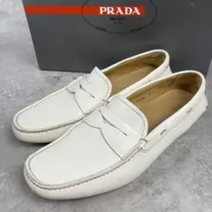 プラダ　PRADA レザー　本革　ドライビングシューズ　7 ホワイト