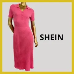 【4777】SHEIN ストライプ柄 襟付き ロングワンピース S/M