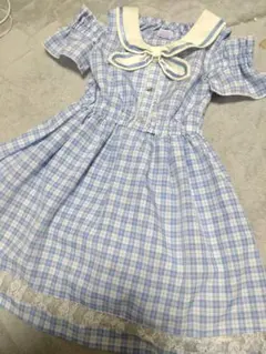 axes femme 120 肩出しチェックワンピース セーラー風のサムネイル