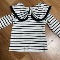 SHEIN ストライプ柄襟付き長袖カットソー US 4Y