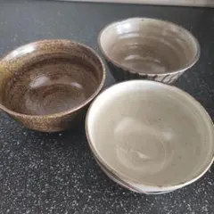 陶器 丼 3個セット ブラウン クリーム色