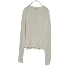 ナノユニバースライブラリー カットソー 指穴デザイン アイボリー 凸凹生地【F】