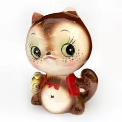 昭和レトロ】 木彫り風 クマ 貯金箱 陶器製 スキー 熊 置物 当時物