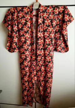 アンティーク着物 小紋 花柄 レトロ 小柄向け リメイクにも