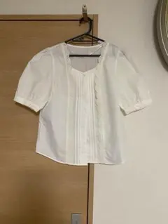 GU ホワイト レース装飾 シャツ