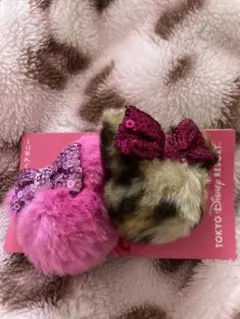 ディズニー　ミニー　ヒョウ柄　ヘアポニー