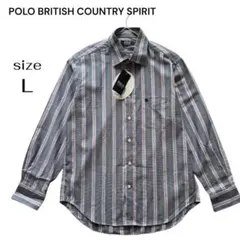 新品 ポロ POLO BCS ストライプ シャツ 綿100% 長袖 Lサイズ
