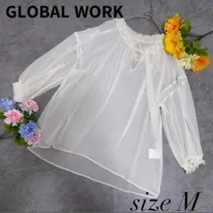 【グローバルワーク】五分袖チュニック M 重ね着 レース 美品 春服 白