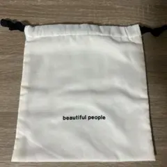 【beautiful people】巾着ポーチ ホワイト