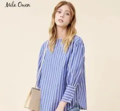 Mila Owen ボリュームスリーブ 水色ストライプブラウス sサイズ