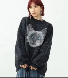 〈UNISEX〉mmts / バーマン 猫 ニット セーター Ｍサイズのサムネイル