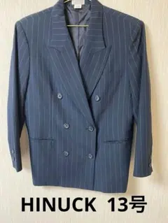 HINUCK ネイビー ストライプ ダブルブレストジャケット 13号