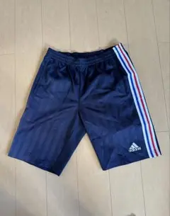 【XO】adidas ネイビー＋白青白赤白ストライプ ハーフパンツ