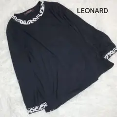 【美品】LEONARD ブラウス 黒 トリム カンカン素材 LLサイズのサムネイル
