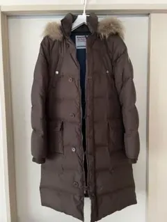 エーズラビット ブラウン ロングダウンコート　ファー付き