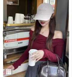 【 GRL 】新品 3Wayドレープカシュクールトップス ワインレッド F