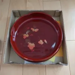 木製漆器　菓子皿 木製 和風 和柄 大皿 みかん入れ トレー 器