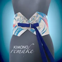 大きなサイズ 帯サッシュベルト W97〜115cm 着物リメイク J80208