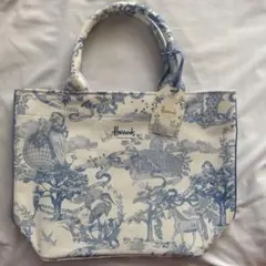 Harrods トートバッグ 青/ホワイト