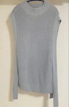 KBF+ ノースリーブ モックネックニットベスト グレー　フリーサイズ