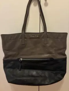 miumiu バイカラー トートバッグ グレージュ×ブラック