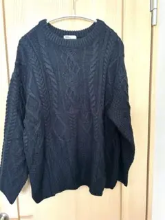 【CRAFT】ネイビー ケーブル編み 長袖セーター　フリーサイズ
