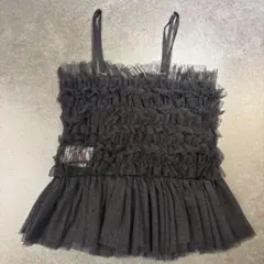 フリル付き　ブラックチュールビスチェ　ドット