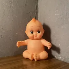 昭和レトロ お座りキューピー人形 高さ24cm ソフビ 赤羽 当時物 骨董