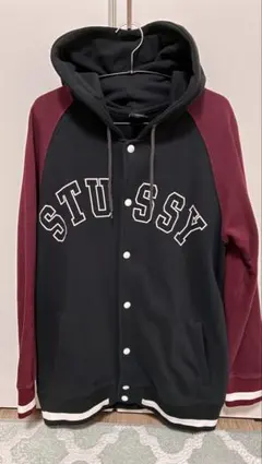 stussy ステューシー　アーチロゴ　プリント　ラインリブパーカー　スタジャン