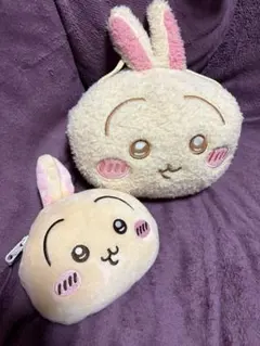 ちいかわ ぬいぐるみパスケースポーチ、ふわふわフェイスポシェット　うさぎ