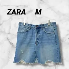 1061　ザラ　デニムスカート　ミニスカート　ダメージ加工　カジュアル　Ｍ