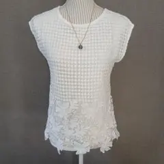 ホワイト ノースリーブ トップス S