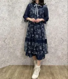 axes femme★　ワンピース　クラシカル　花柄　ブーケ　シフォン　ガーリー