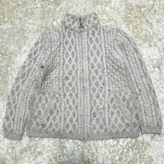 【美品アイルランド製メリノウール】ARAN MOR ニットカーディガン　ケーブル