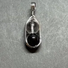WP296SS 天然石 ワイヤーラッピング ペンダントトップ 天然水晶 モリオン