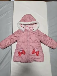 ピンク 中綿コート フード付き