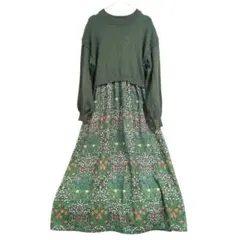 М　イン コンフォート 大人モリスの世界 華やかなニット切り替えワンピース