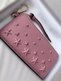 JIMMY CHOO ジミーチュウ ピンク レザー カードケース キーチェーン
