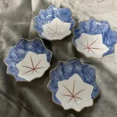 ✨重ねもみじ✨　小皿　4点セット　智山　金で縁取り used
